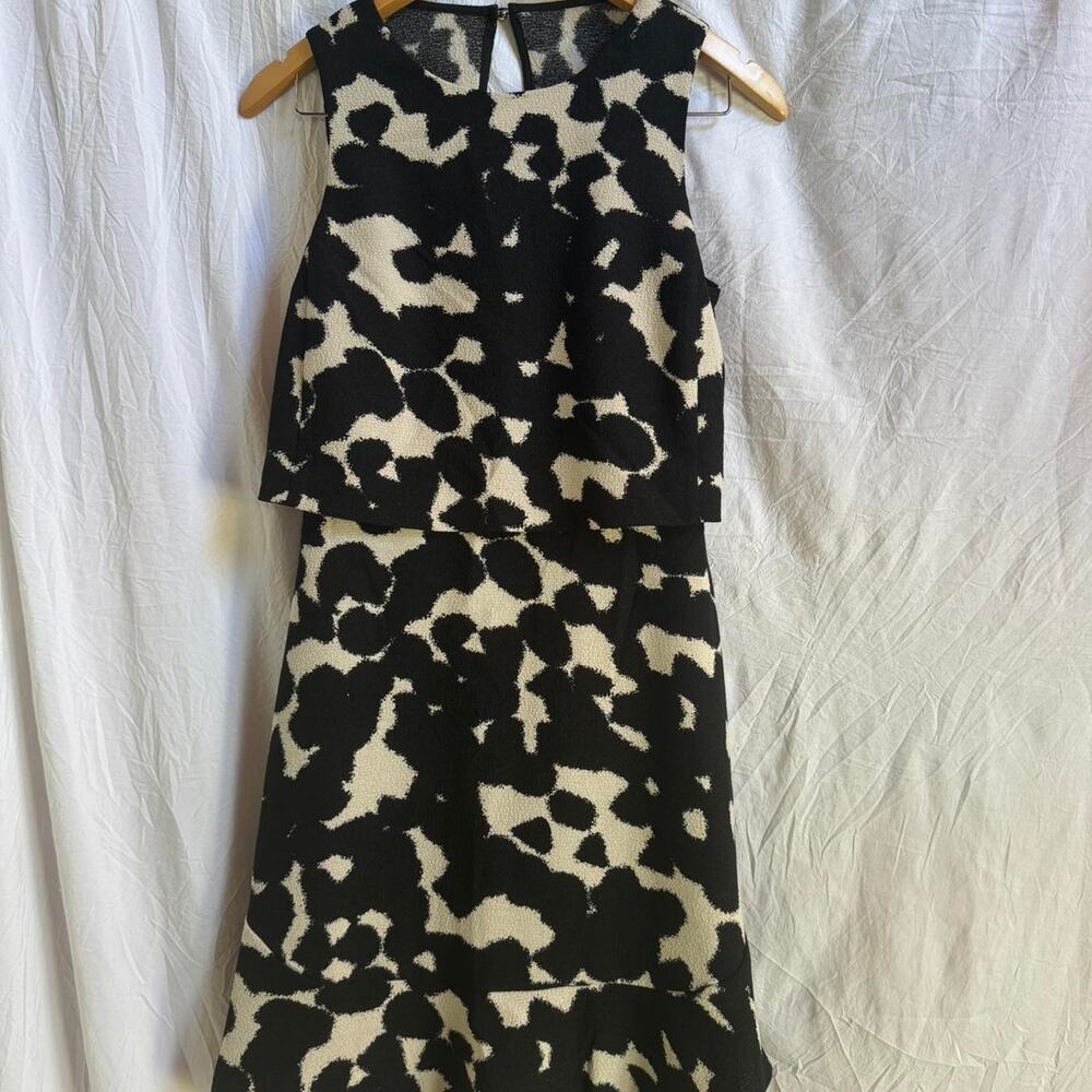 Black and Cream Abstract Print Dress